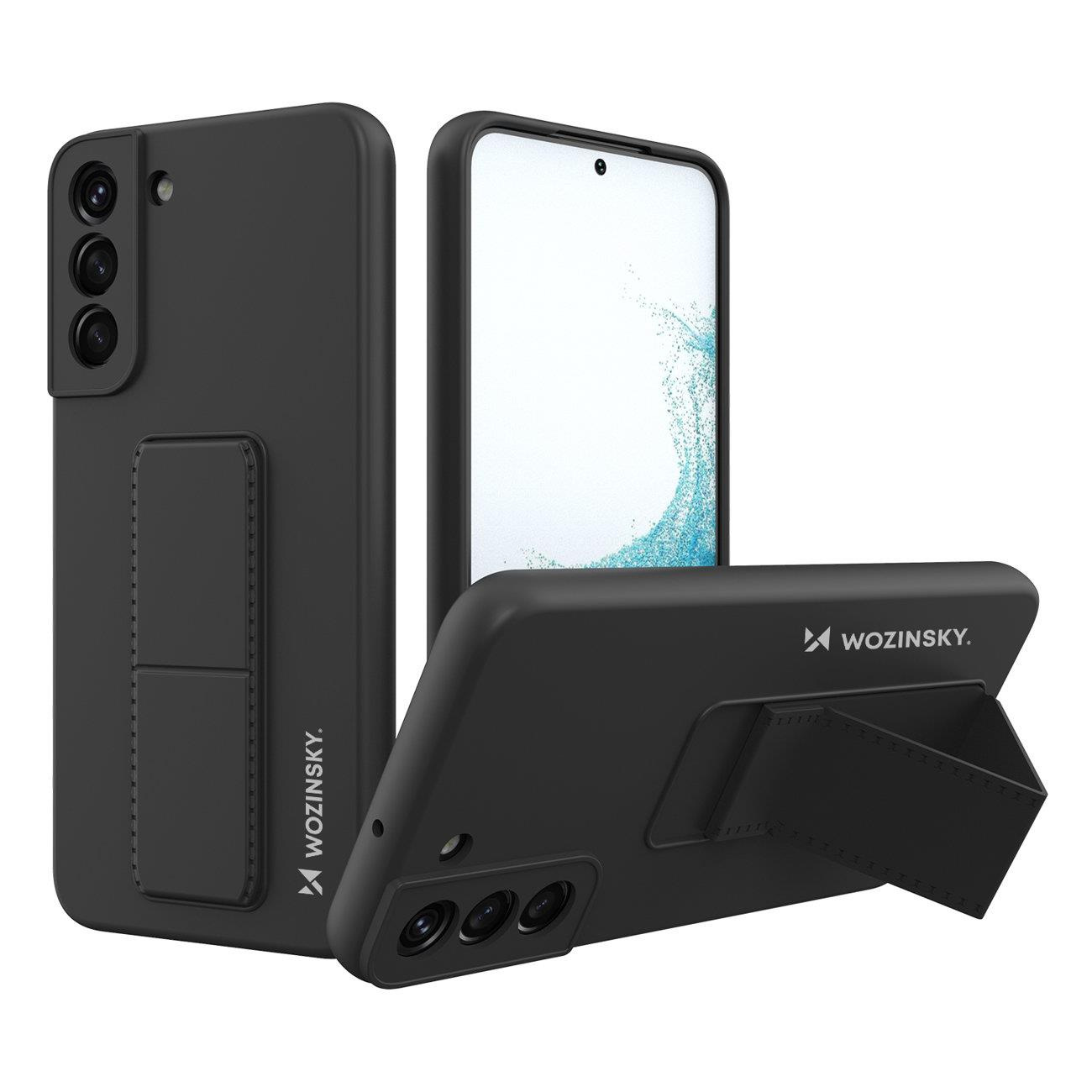 Silikonowe etui z podstawką Wozinsky Kickstand Case - etui Samsung Galaxy S22 Plus S22 - czarne