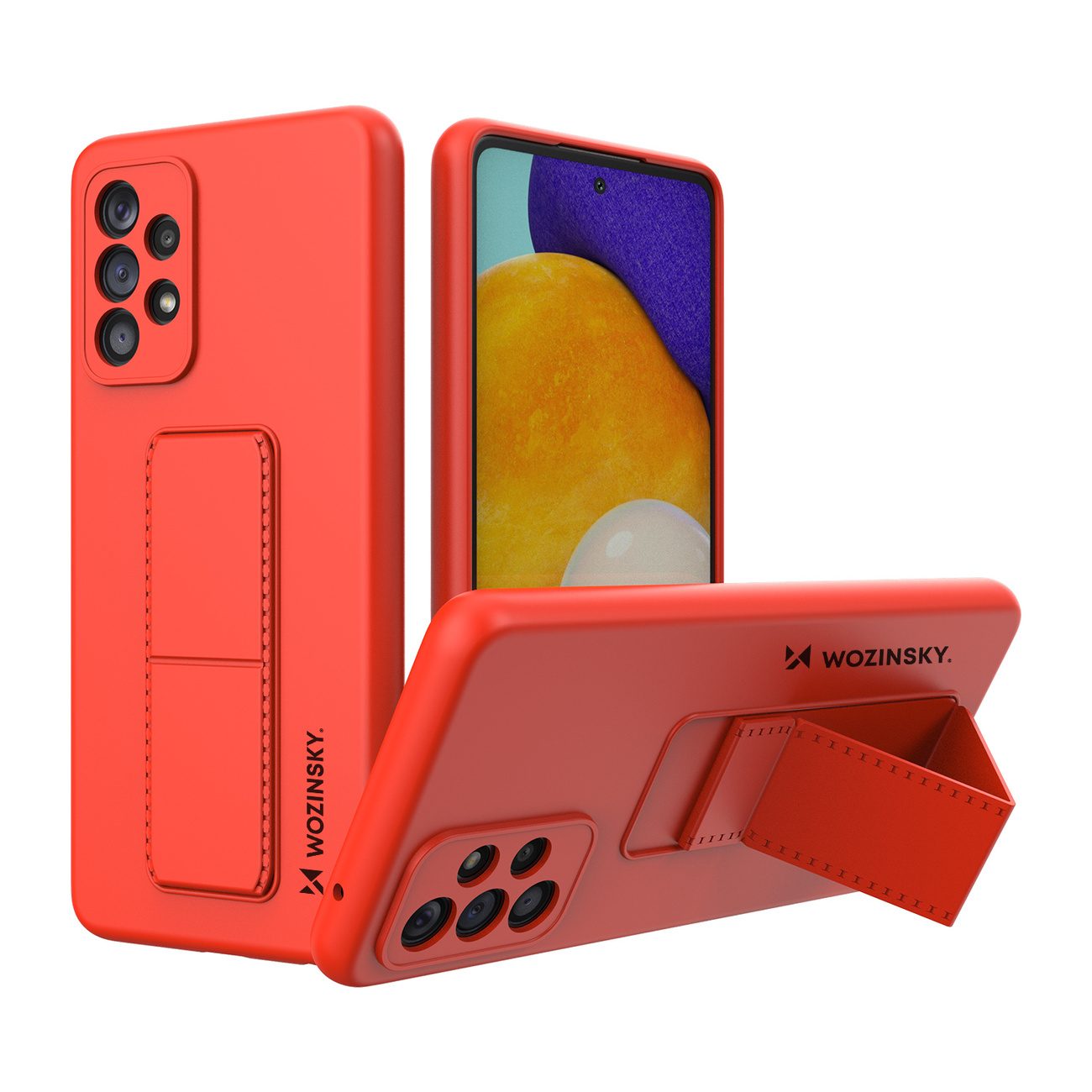 Silikonowe etui z podstawką Wozinsky Kickstand Case - etui Samsung Galaxy A73 - czerwone