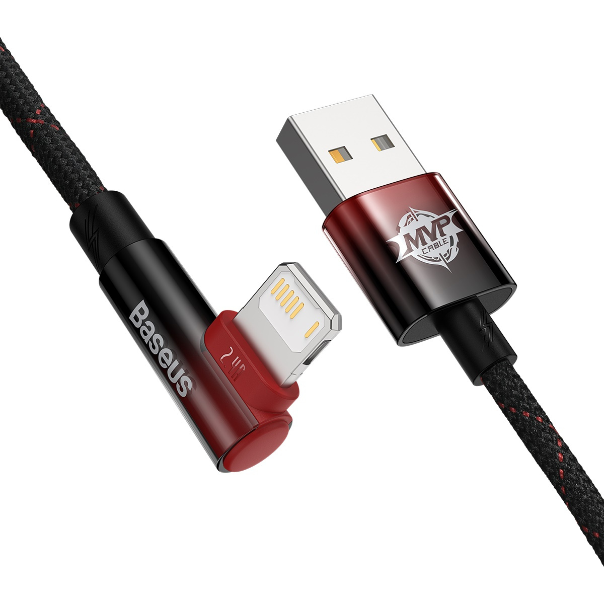 Купить Кабель зарядный Baseus CAVP000020 USB - Lightning MVP 2 угловой 2.4А  1 м Black/Red (CAVP000020) CAVP000020 в интернет магазине Big Cifra