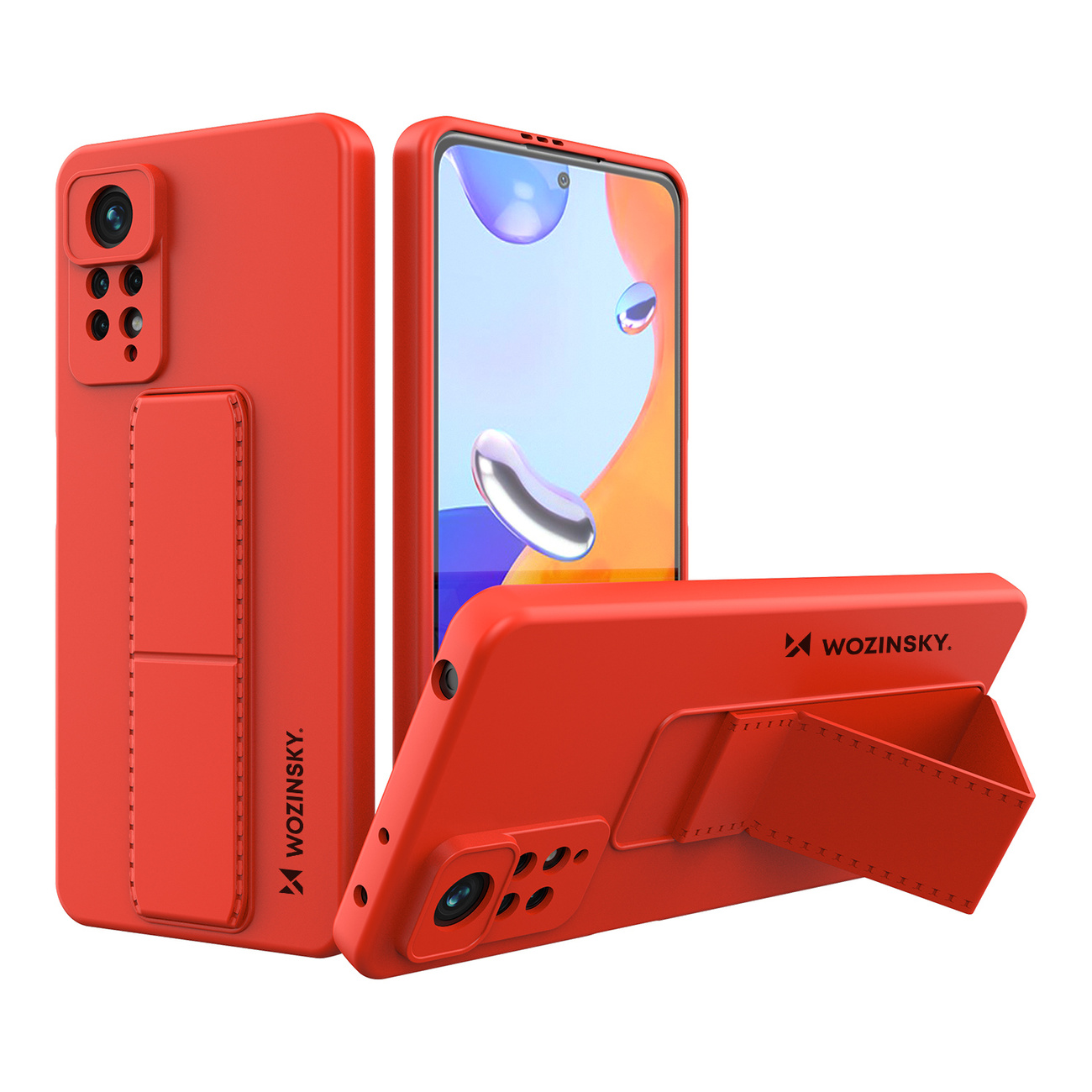 Silikonowe etui z podstawką Wozinsky Kickstand Case - etui Xiaomi Poco X4 Pro 5G - czerwone