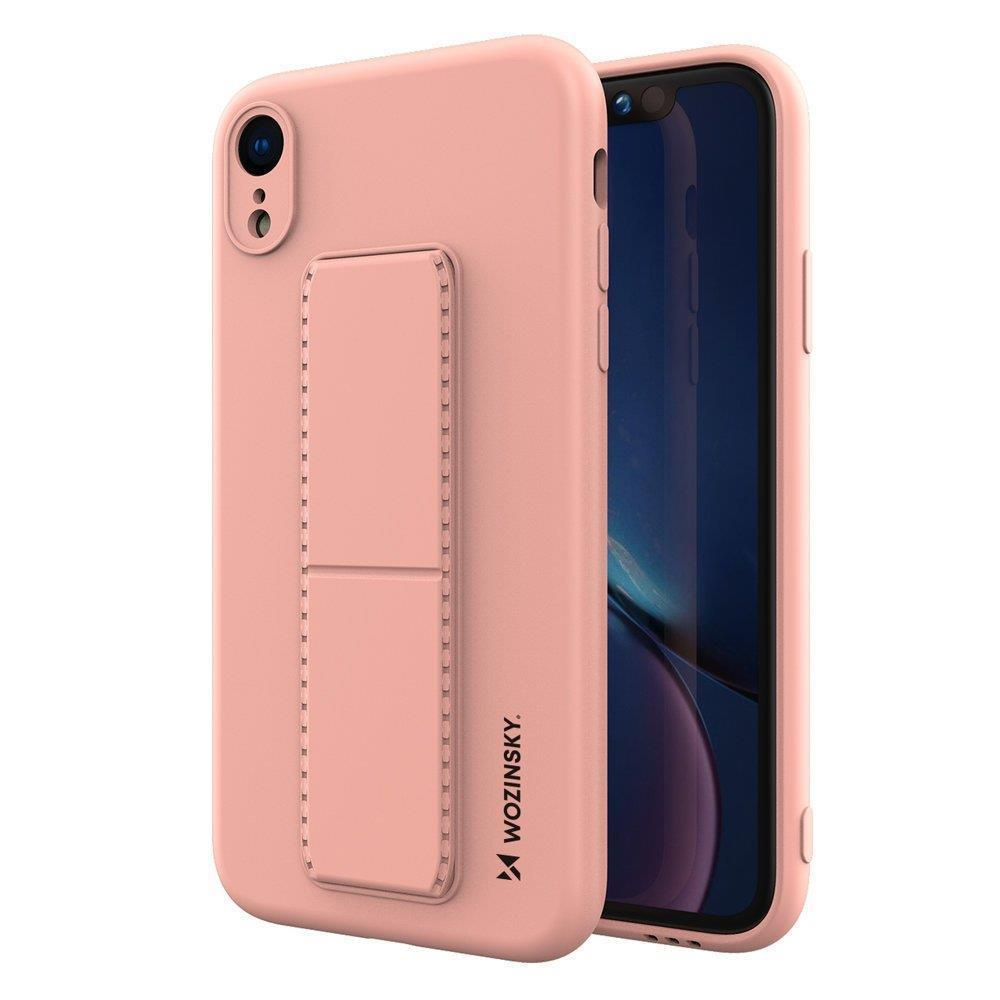 Silikonowe etui z podstawką Wozinsky Kickstand Case - etui iPhone XR - różowe