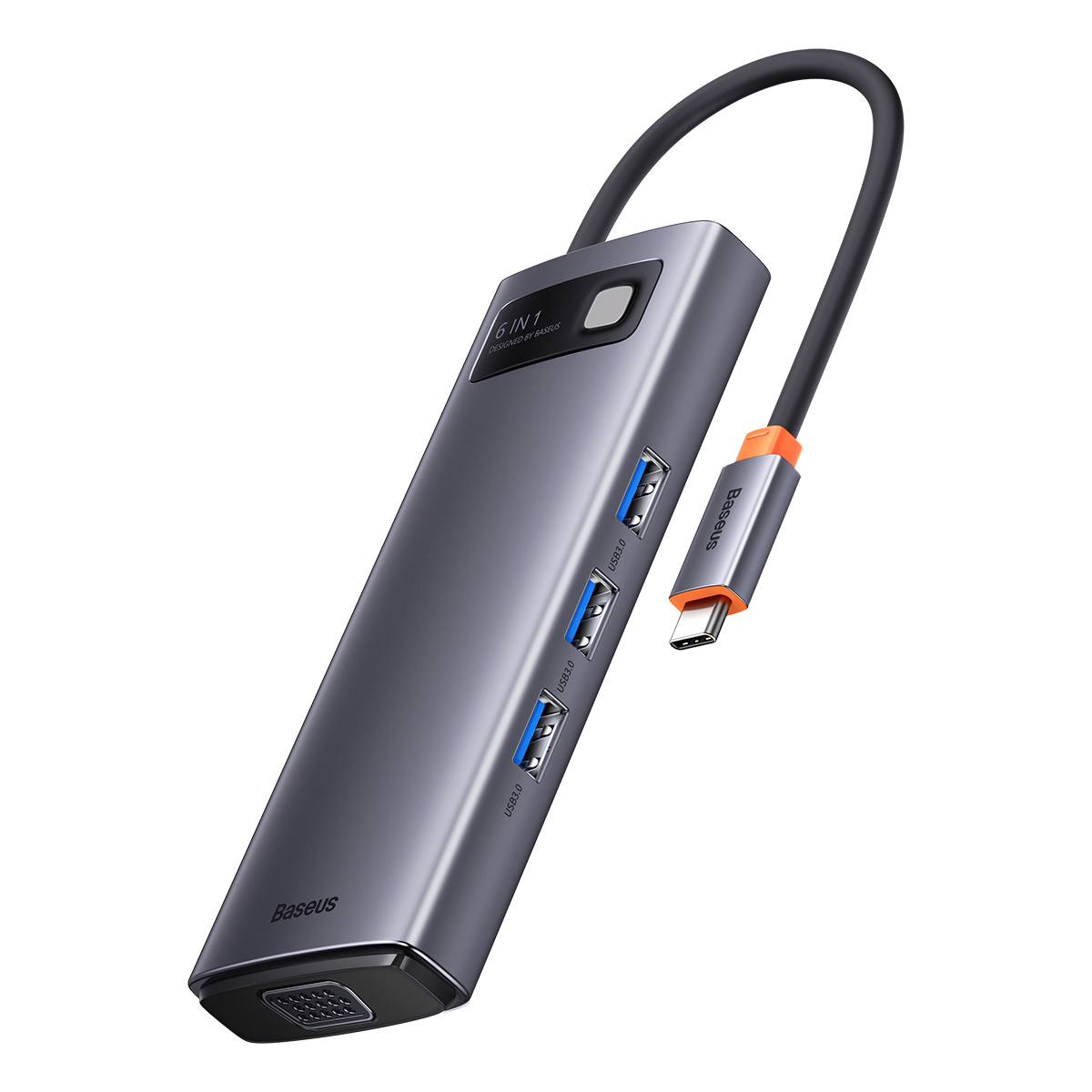 Station d'accueil Baseus Metal Gleam Series HUB 6-en-1 USB Type C - 1 x HDMI  / 3 x USB 3.2 Gen. 1 / 1 x Power Delivery / 1 x VGA gris (WKWG030013) -  grossiste d'accessoires GSM Hurtel