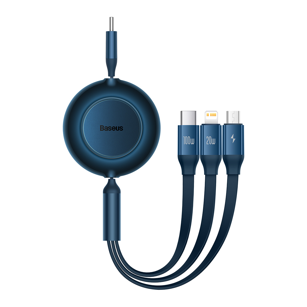 Baseus Bright Mirror 2 retractable cable 3in1 USB Type C - micro USB + Lightning + USB Type C 3.5A 1.1m blue