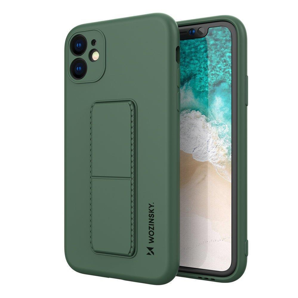 Silikonowe etui z podstawką Wozinsky Kickstand Case - etui iPhone 12 Pro Max - ciemnozielone
