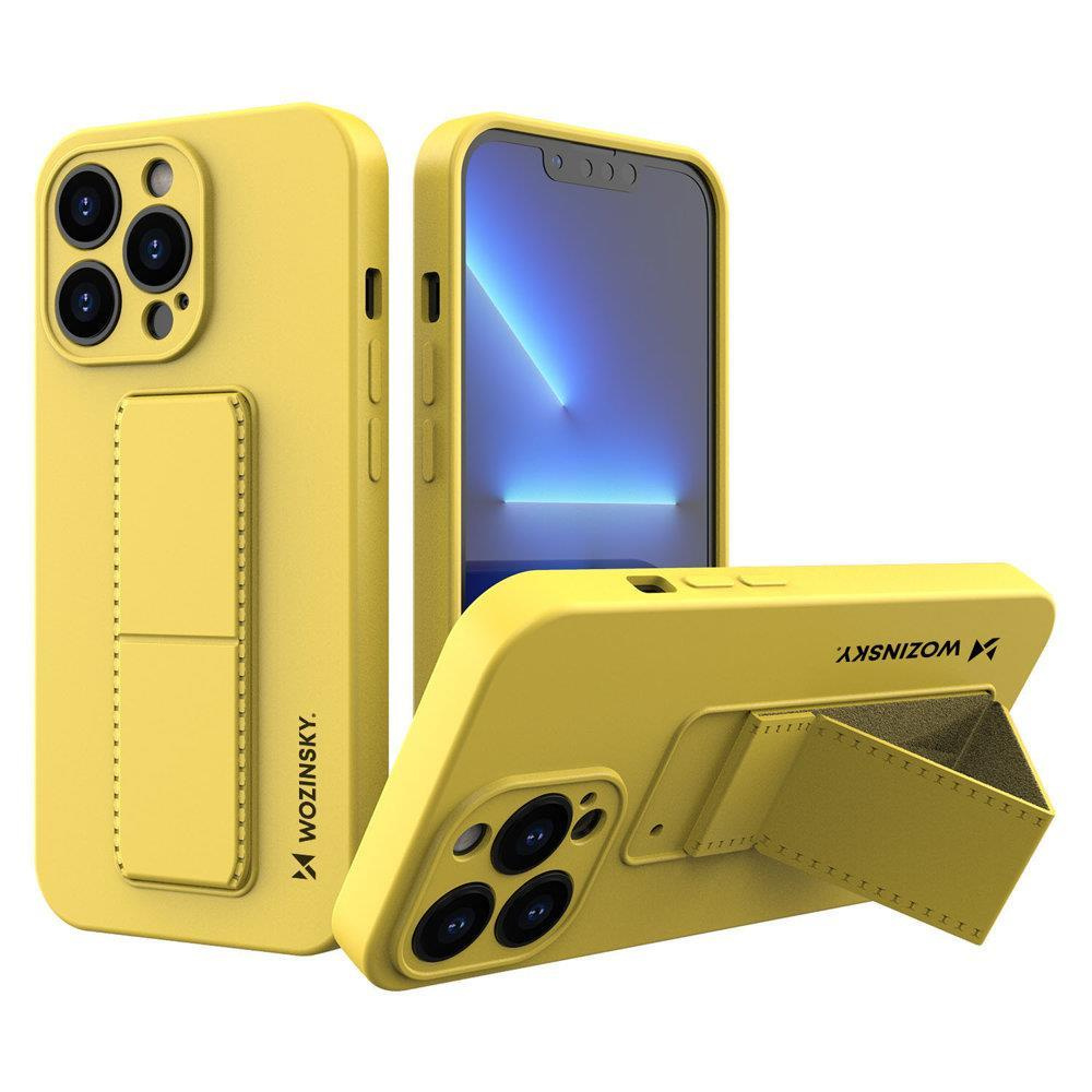 Silikonowe etui z podstawką Wozinsky Kickstand Case - etui iPhone 13 mini - żółte