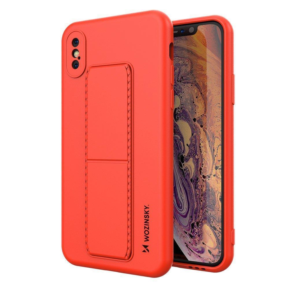 Silikonowe etui z podstawką Wozinsky Kickstand Case - etui iPhone XS / iPhone X - czerwone