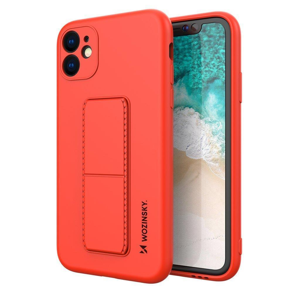 Силиконов калъф със стойка Wozinsky Kickstand Case - калъф за iPhone 11 - червен