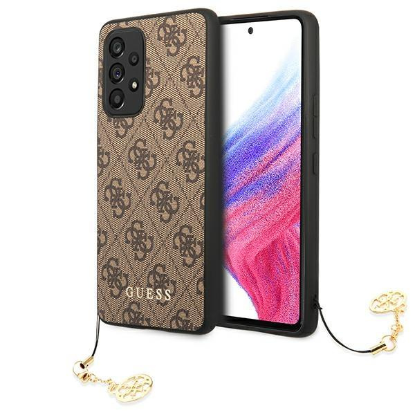 Front and Back View of Guess Case with Charm for Samsung Galaxy A53 5G 4G Charms Collection Series