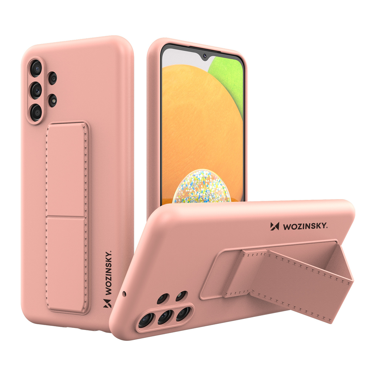 Silikonowe etui z podstawką Wozinsky Kickstand Case - etui Samsung Galaxy A23 - różowe