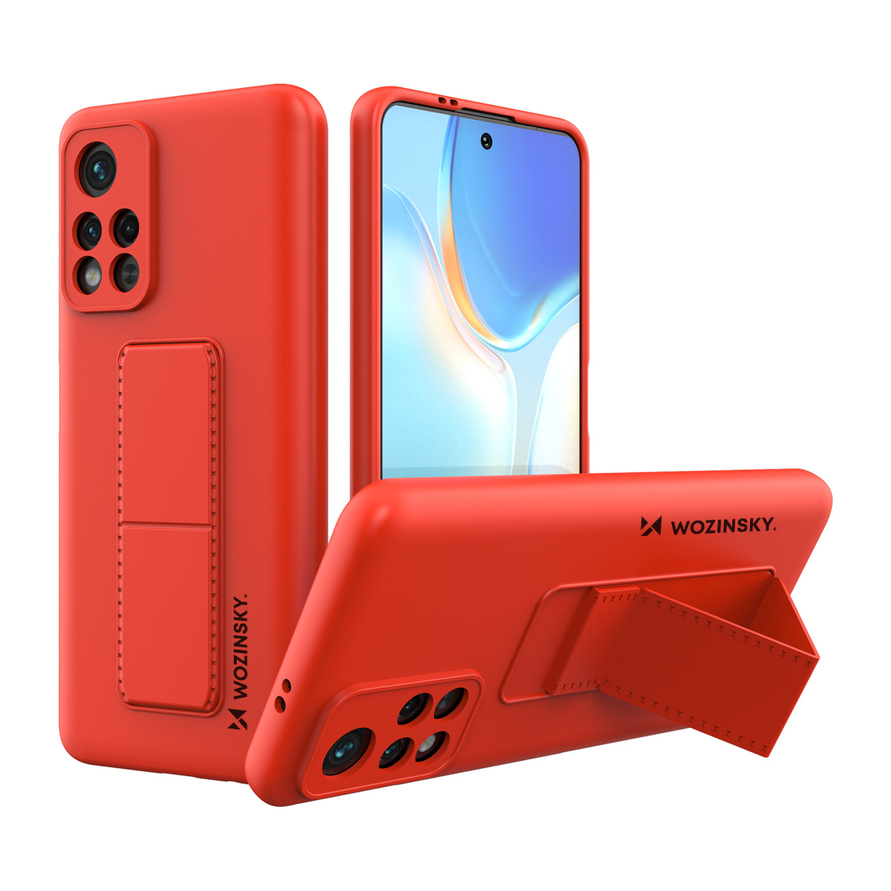 Silikonowe etui z podstawką Wozinsky Kickstand Case - etui Xiaomi Redmi Note 11S / Note 11 - czerwone