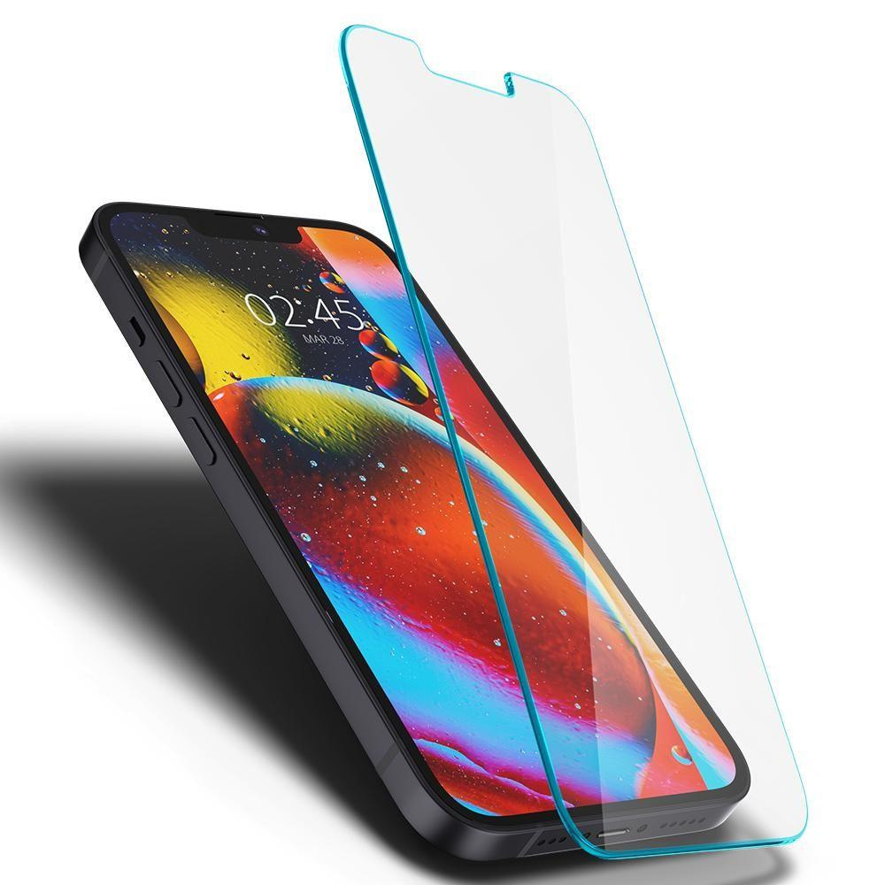Milled Edge Tempered Glass for iPhone 13 / 13 Pro / 14 Spigen Glas.tR EZ FIT with applicator