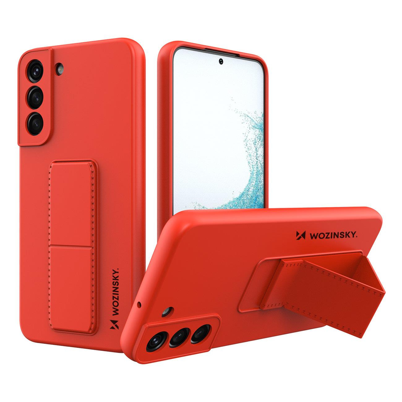 Silikonowe etui z podstawką Wozinsky Kickstand Case - etui Samsung Galaxy S22 Plus S22 - czerwone