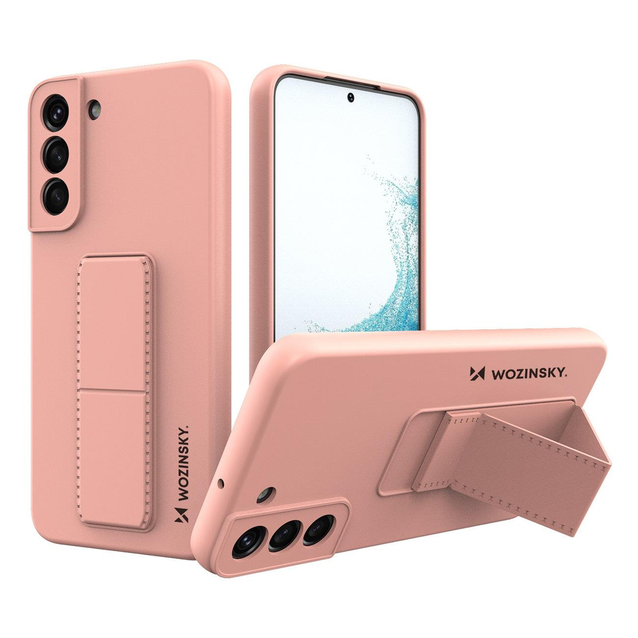 Silikonowe etui z podstawką Wozinsky Kickstand Case - etui Samsung Galaxy S22 Plus S22+ - różowe