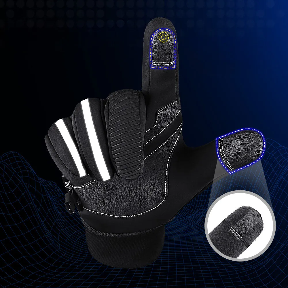 Rękawiczki sportowe do telefonu ocieplane antypoślizgowe (rozmiar S) - czarne