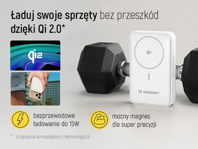 Powerbank Wozinsky WLWP-10KA0Y3WS 22,5W PD Qi2 10000 mAh
