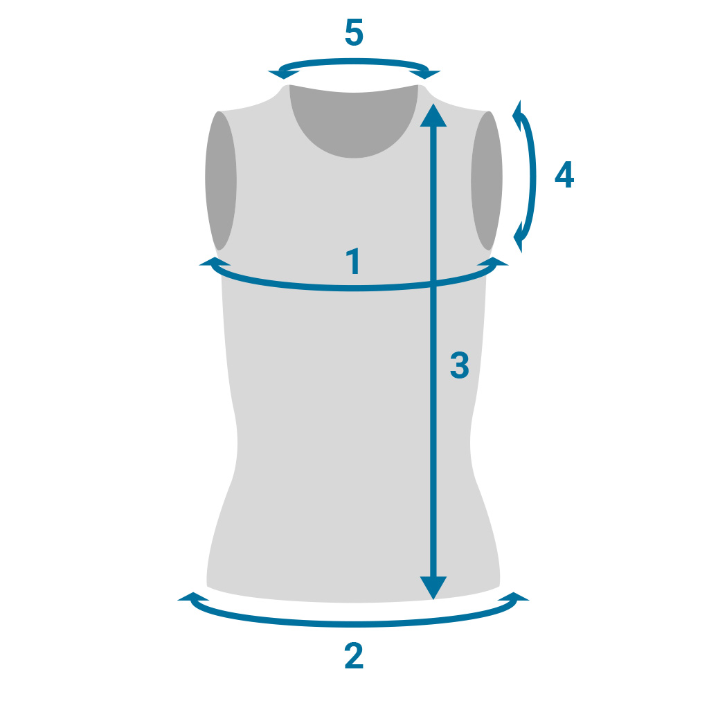 A graphic showing how to measure the dimensions of a tanktop