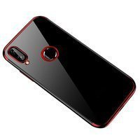 Clear Color Case Gel TPU Electroplating frame Cover for Huawei P Smart 2019 red