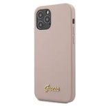 Guess Silicone Script Gold Logo iPhone 12 Pro Max Hülle - Hellrosa