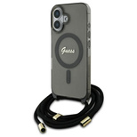 Guess Crossbody Cord Script MagSafe iPhone 16 Case - Black