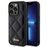 Guess Quilted Metal Logo Hülle für iPhone 15 Pro – Schwarz