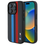 BMW M Performance Tricolor bedruckte Streifen MagSafeMagSafe Hülle für iPhone 16 Pro Max – Schwarz