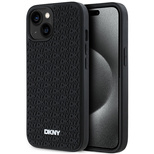 DKNY 3D Rubber Repeat Pattern Hülle für iPhone 15 / 14 / 13 – Schwarz