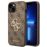 Guess 4G Big Metal Logo Case für iPhone 14 - Braun