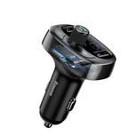 Baseus S-09 FM-Transmitter mit Bluetooth und MP3-Player, USB-A und microSD-Kartensteckplatz – Schwarz