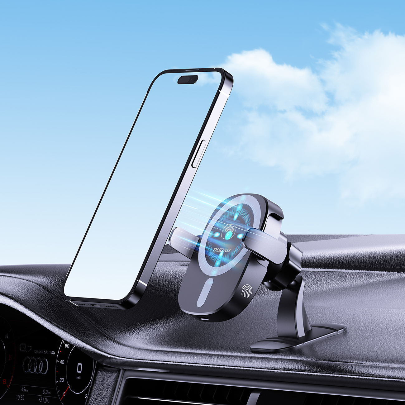 inductive charging of the car holder for the Dudao FW11 phone