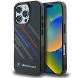 BMW Motosport IML Random Stripes Hülle für iPhone 16 Pro – Schwarz