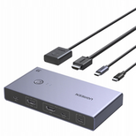Przełącznik KVM Ugreen USB-C + HDMI 4K 60Hz 2w1 – szary - OUTLET