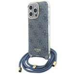 Guess Crossbody Cord 4G Print case for iPhone 15 Pro Max - blue