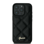 Guess Quilted Metal Logo Hülle für iPhone 16 Plus – Schwarz