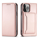 Magnet Card Case etui do iPhone 13 Pro pokrowiec portfel na karty kartę podstawka różowy