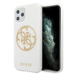 Guess GUHCN65TPUWHGLG iPhone 11 Pro Max weiß/weiße Hartschale Glitter 4G Circle Logo