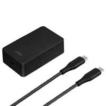 Uniq Versa Slim LITHOS Collective USB-C PD 18W Wandladegerät + USB-C/USB-C-Kabel – Schwarz