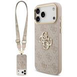 Guess 4G Big 4G Classic Logo Big Strap Metal Buttons Hülle für iPhone 17 Pro Max - Pink