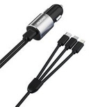 Dudao 3in1 USB Car Charger 3.4A Built-in Lightning / USB Type C / Micro USB Cable Black (R5ProN Black)