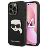 Karl Lagerfeld Saffiano Karl&#39;s Head Patch Case for iPhone 14 Pro - Black