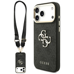 Guess 4G Big 4G Classic Logo Big Strap Metal Buttons Case für iPhone 17 Pro Max - Schwarz