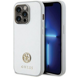 Guess Strass Metal Logo Hülle für iPhone 15 Pro – Silber