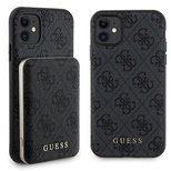 Guess 4G Metal Logo case set for iPhone 11 + 5000mAh MagSafe power bank - black