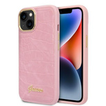 Guess Croco Collection Hülle für iPhone 14 Plus – Rosa