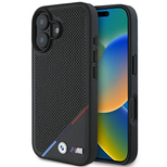 BMW M Perforated Tricolor Line MagSafe Hülle für iPhone 16 – Schwarz