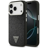 Guess Glitter Triangle Logo MagSafe Case für iPhone 17 Pro - Schwarz