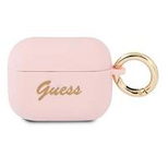 Guess, GUAPSSSI AirPods Pro Cover rosa/rosa Silikon Vintage Script