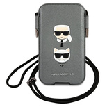 Karl Lagerfeld Saffiano Ikonik Karl&amp;Choupette Head 6.1&#39;&#39; Handtasche - Grau