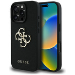 Guess Grained Big 4G Logo Small Classic Logo Hülle für iPhone 16 Pro - Schwarz