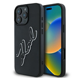 Karl Lagerfeld 3D Rubber Bicolor Signature Hülle für iPhone 16 Pro – Schwarz