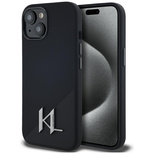 Karl Lagerfeld Silicone Shadow Metal Initial MagSafe Case for iPhone 15 Black